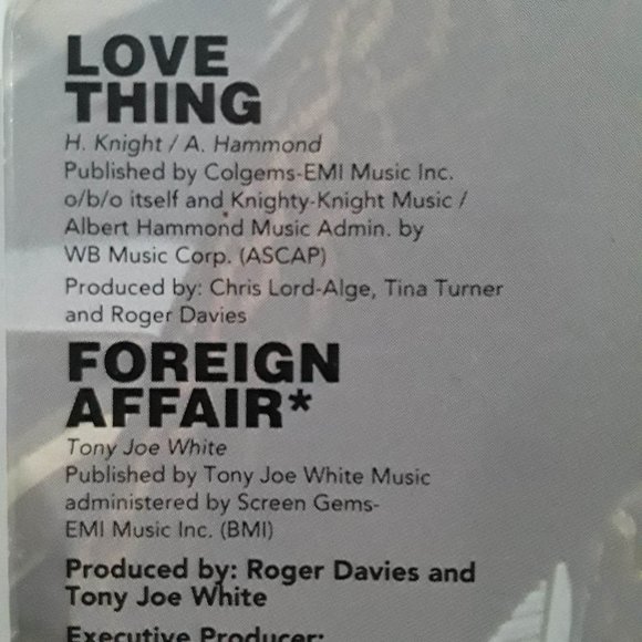 TINA TURNER - LOVE THING - FOREIGN AFFAIR - 1991 CASSETTE SINGLES - TESTED - Picture 3 of 3